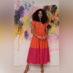 Donna Morgan Women's Colorblock Midi Tiered Trapeze Dress
Size 6 EUC